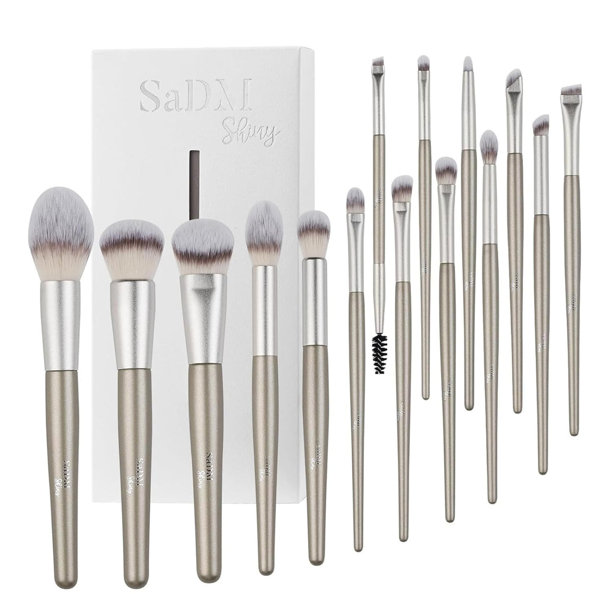 15 Pcs Makeup Brushes Set Vegan Foundation Concealers Blush Eyeshadow Eyeliner Powder Highlighter Blending Face Brush Set